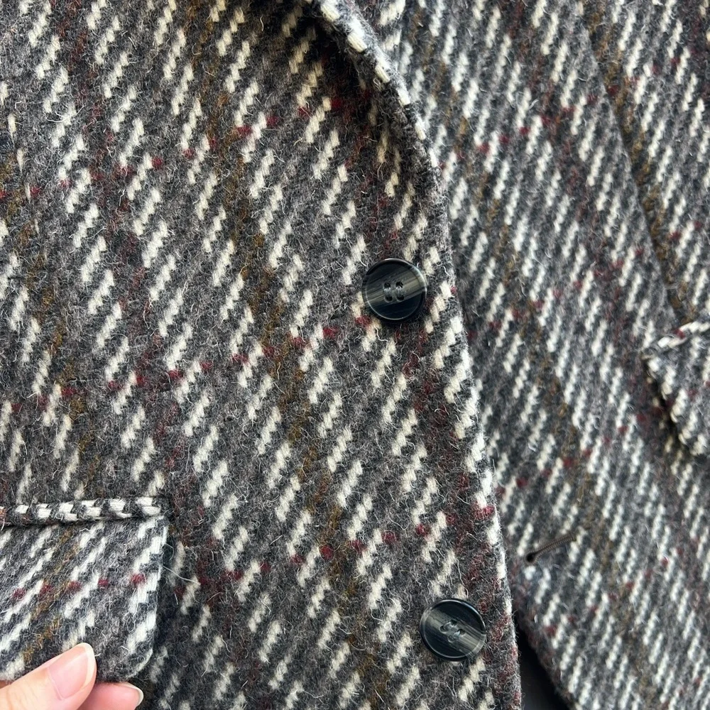 Christian Dior Suit Coat with Gray and Green Striking Stripes